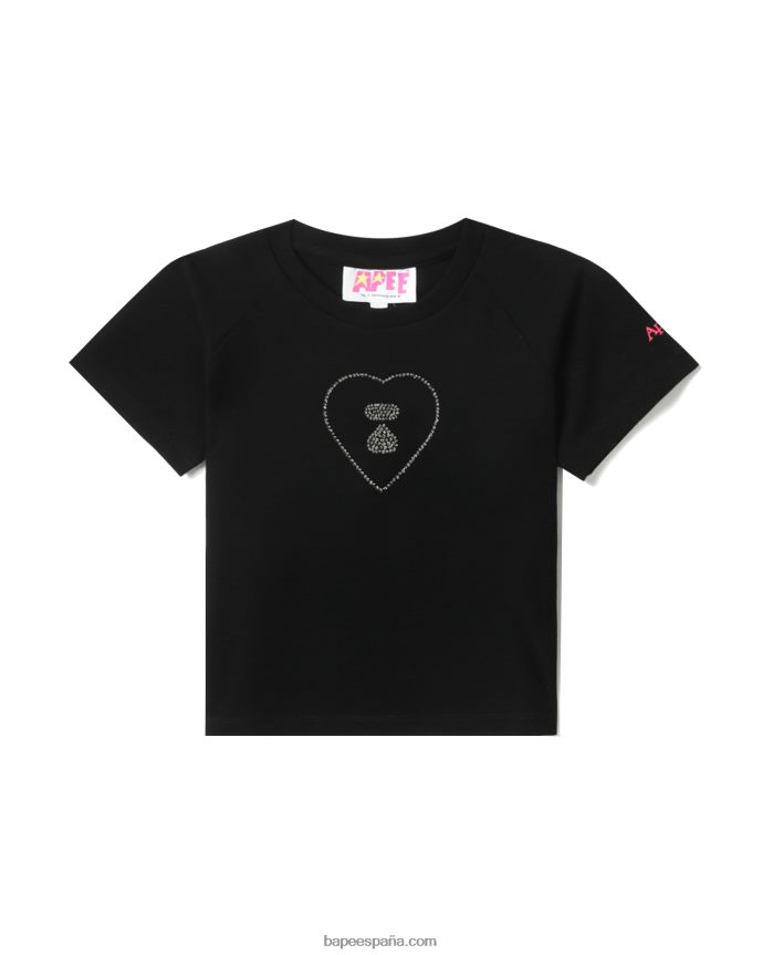 mujer A Bathing Ape camiseta corta gráfica #2 288PLL812 negro