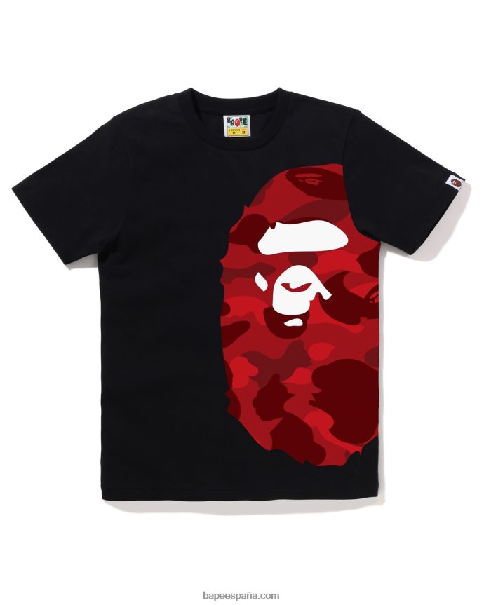 mujer A Bathing Ape camiseta de cabeza grande con lado de camuflaje de color 288PLL896 negro
