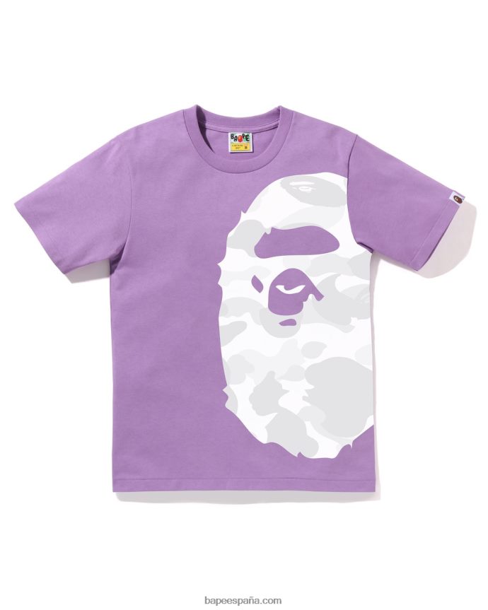 mujer A Bathing Ape camiseta de cabeza grande con lado de camuflaje de color 288PLL897 púrpura
