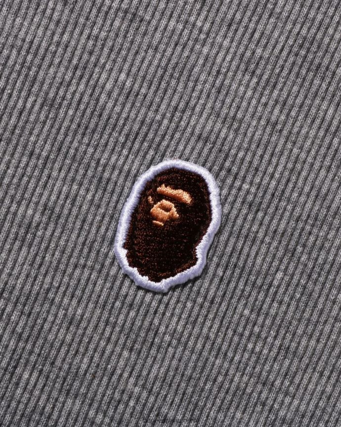 mujer A Bathing Ape camiseta de canalé de un punto con cabeza 288PLL908 gris