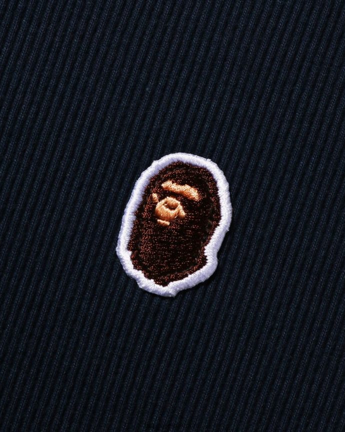 mujer A Bathing Ape camiseta de canalé de un punto con cabeza 288PLL909 Azul marino