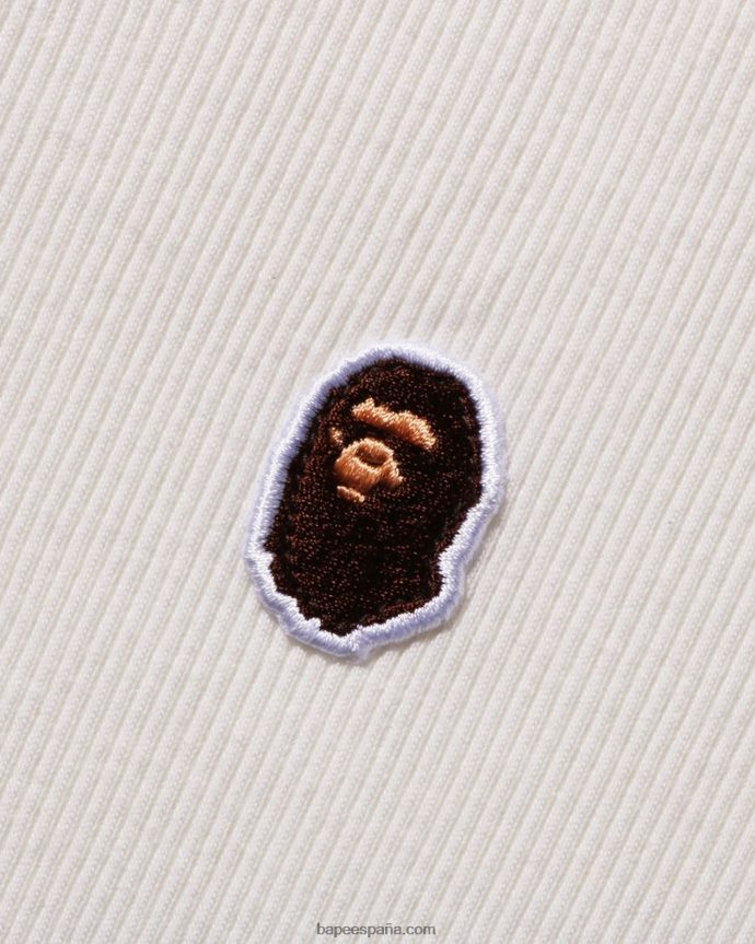 mujer A Bathing Ape camiseta de canalé de un punto con cabeza 288PLL910 blanco