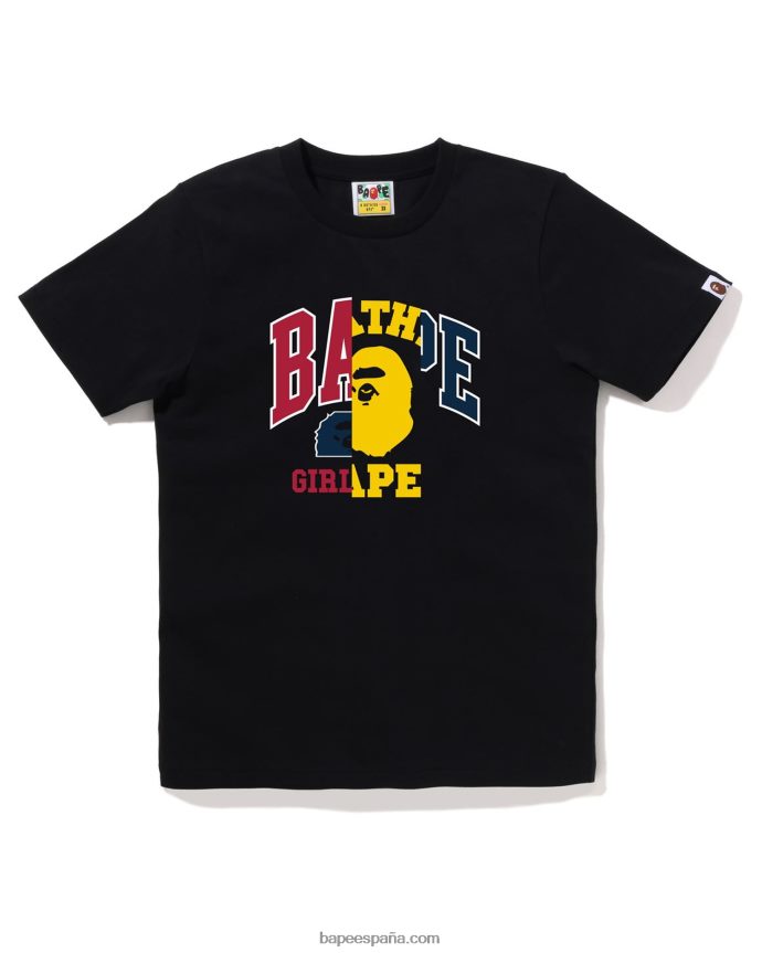 mujer A Bathing Ape camiseta gráfica de acoplamiento 288PLL866 negro