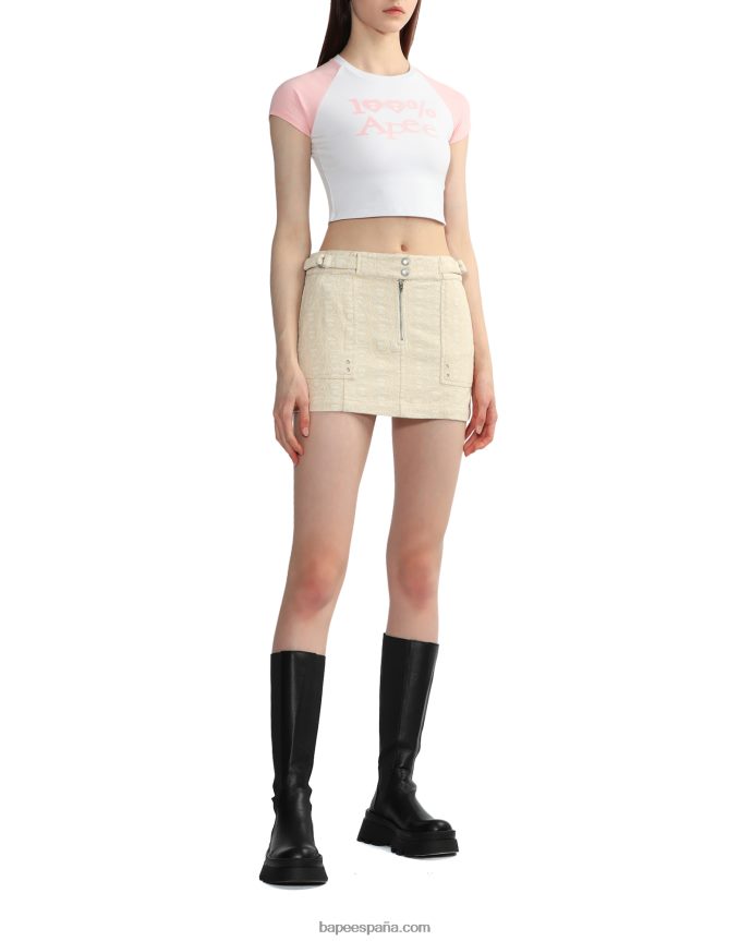 mujer A Bathing Ape camiseta raglán corta con gráfico 288PLL836 blanco