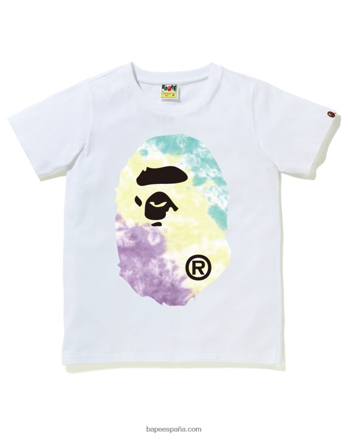 mujer A Bathing Ape camiseta tie-dye con cabeza grande 288PLL1000 blanco