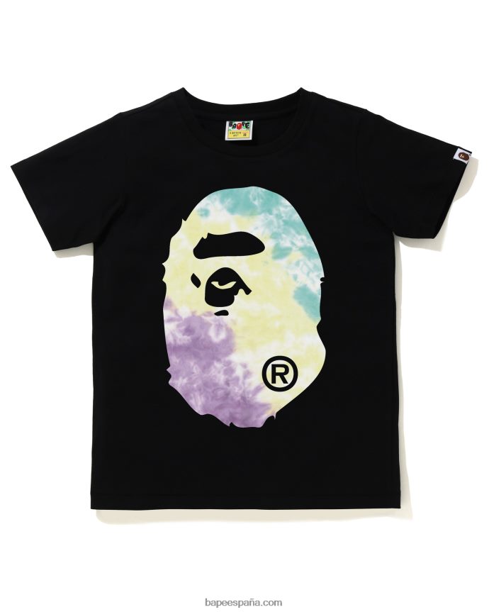 mujer A Bathing Ape camiseta tie-dye con cabeza grande 288PLL999 negro