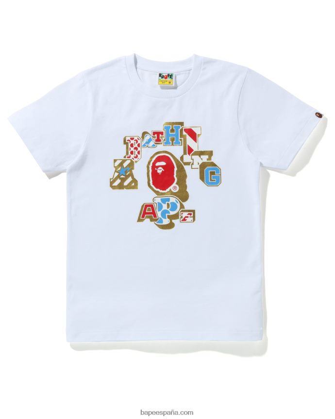 mujer A Bathing Ape camiseta universitaria con parches mixtos 288PLL1010 blanco