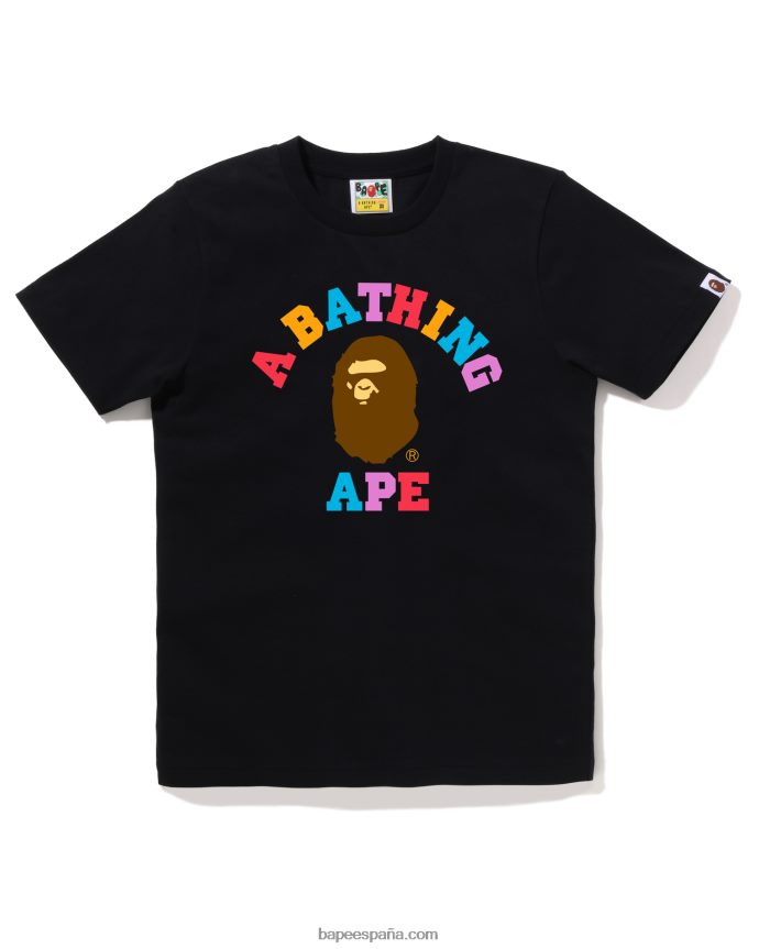 mujer A Bathing Ape camiseta universitaria de colores 288PLL781 negro