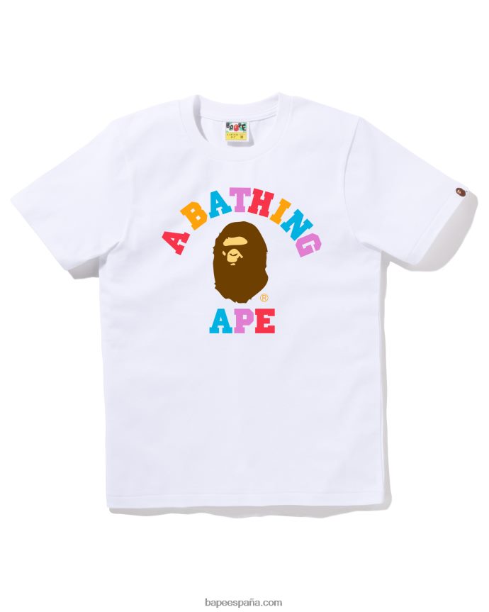 mujer A Bathing Ape camiseta universitaria de colores 288PLL783 blanco