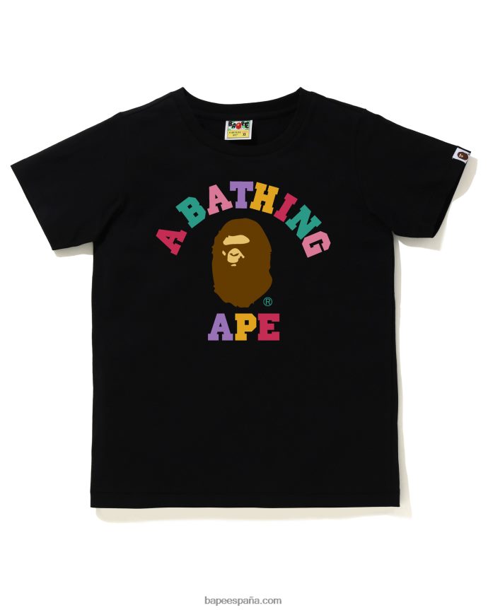 mujer A Bathing Ape camiseta universitaria de colores 288PLL981 negro