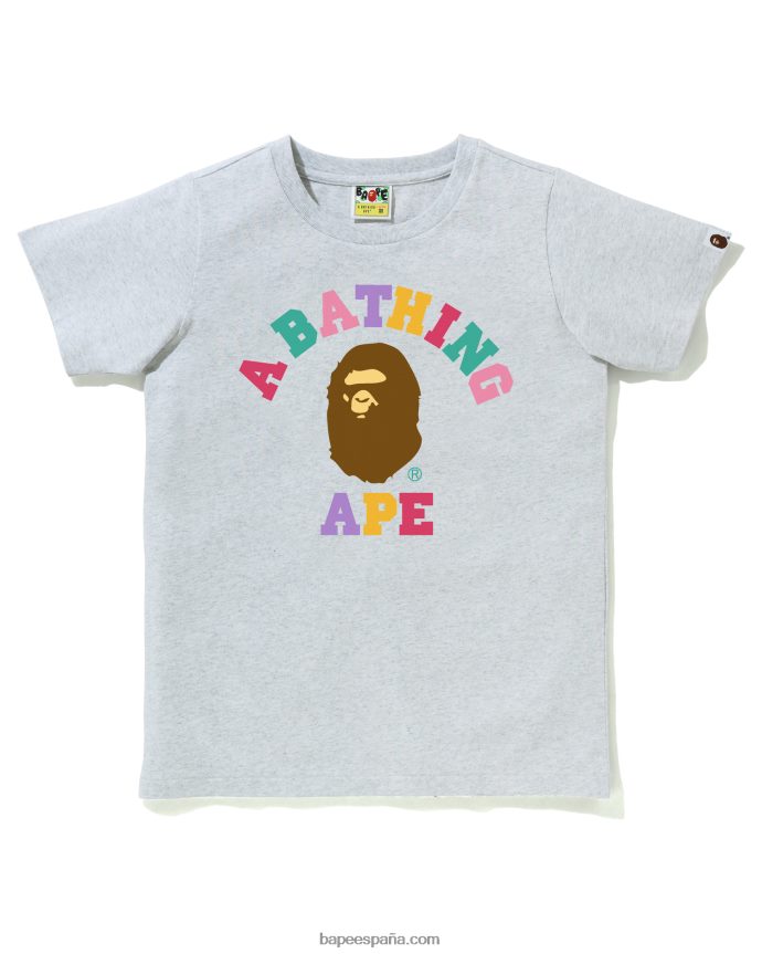 mujer A Bathing Ape camiseta universitaria de colores 288PLL982 gris