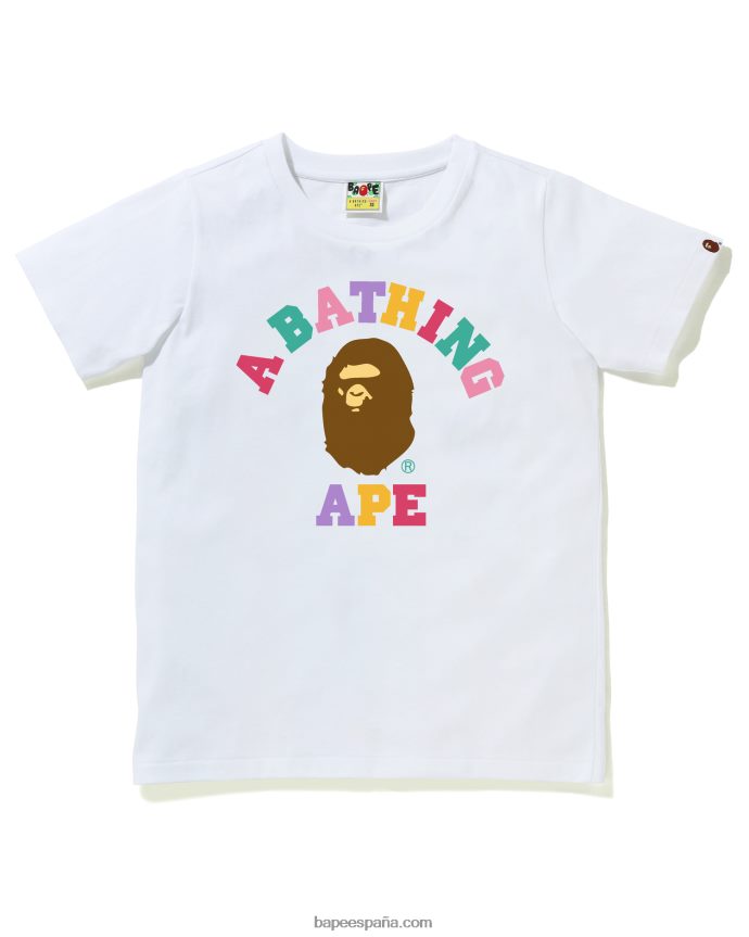 mujer A Bathing Ape camiseta universitaria de colores 288PLL984 blanco