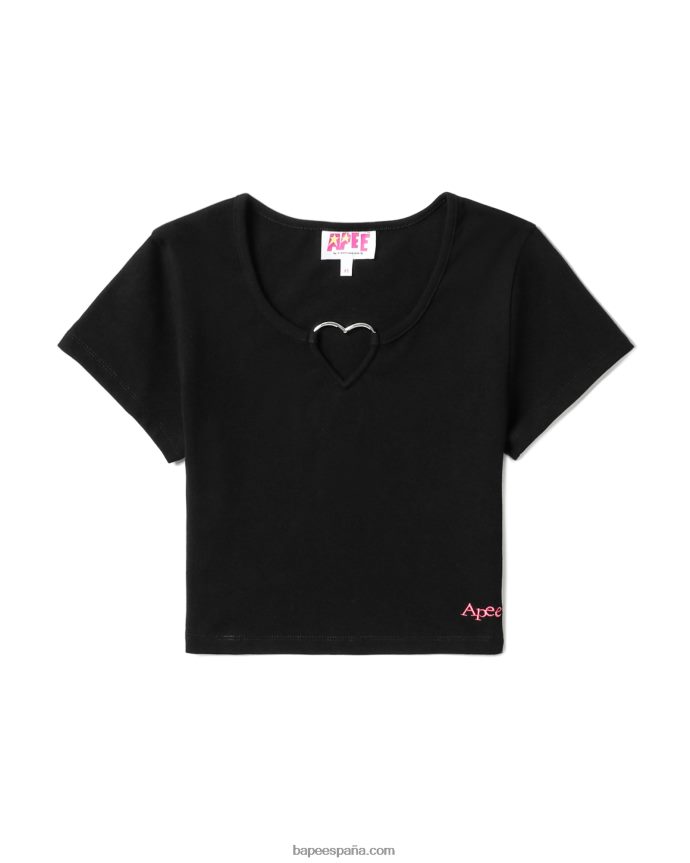 mujer A Bathing Ape parte superior de anillo de metal en forma de corazón 288PLL839 negro