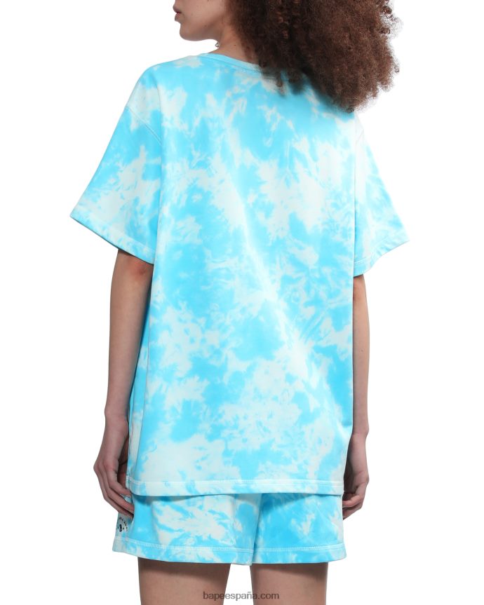 mujer A Bathing Ape playera tie-dye con logo 288PLL791 azul