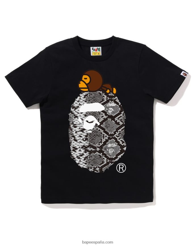 mujer A Bathing Ape serpiente milo en camiseta grande 288PLL877 negro
