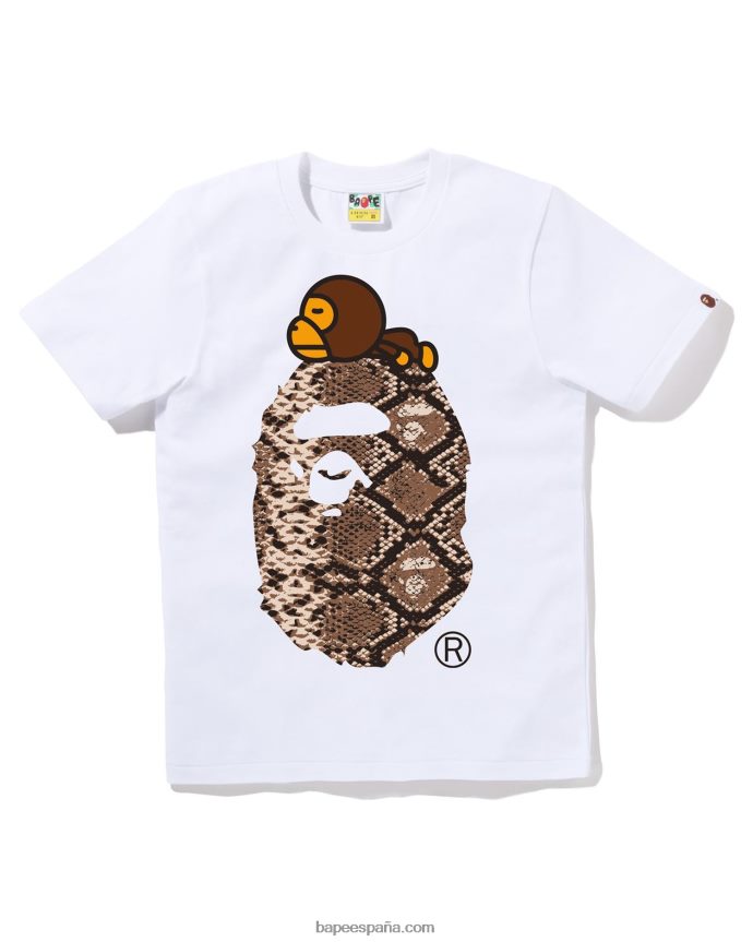mujer A Bathing Ape serpiente milo en camiseta grande 288PLL880 blanco