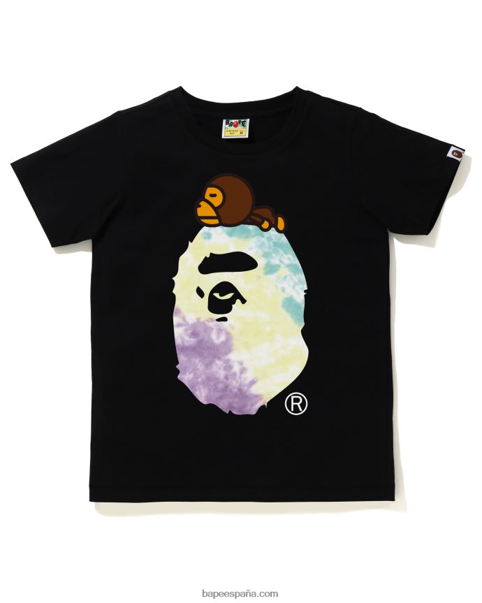 mujer A Bathing Ape tie-dye milo en camiseta grande 288PLL993 negro