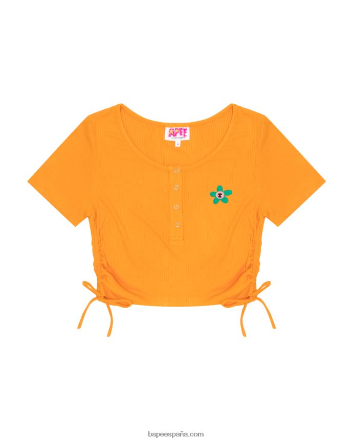 mujer A Bathing Ape top corto con cordón y logo 288PLL934 naranja