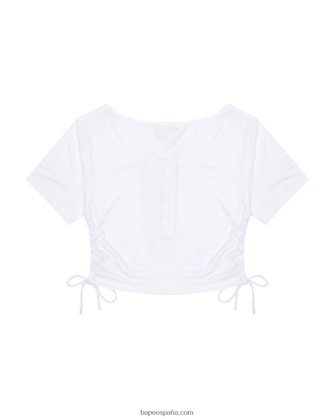 mujer A Bathing Ape top corto con cordón y logo 288PLL935 blanco