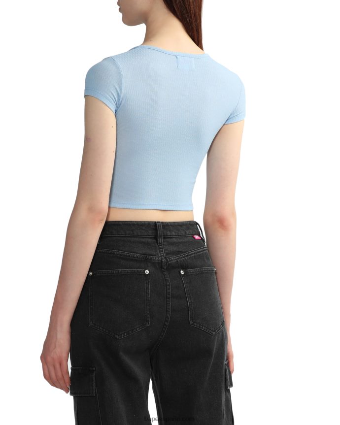 mujer A Bathing Ape top corto con cuello en V 288PLL820 azul claro