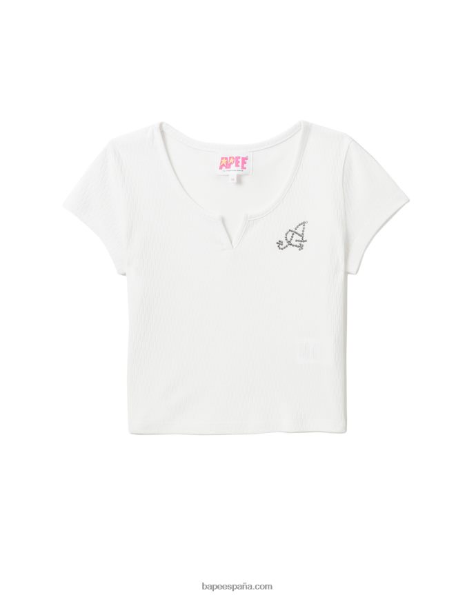 mujer A Bathing Ape top corto con cuello en V 288PLL821 blanco