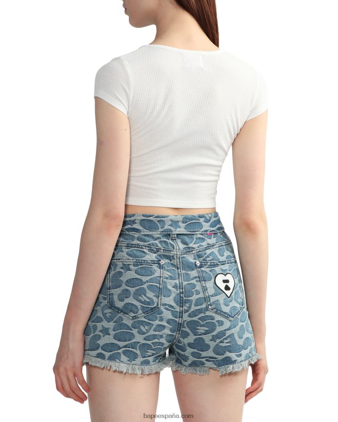 mujer A Bathing Ape top corto con cuello en V 288PLL821 blanco