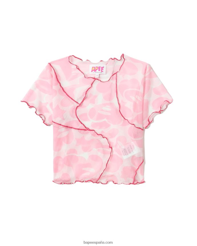mujer A Bathing Ape top corto de malla con motivo 288PLL819 rosa