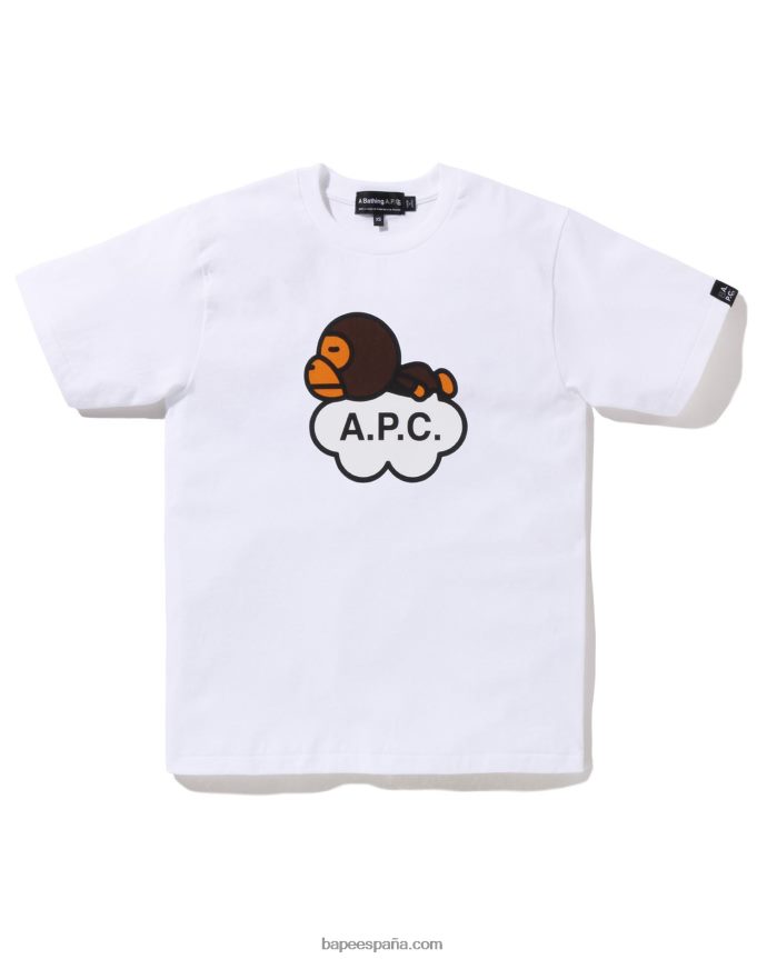 mujer A Bathing Ape x a.p.c. camiseta ancha milo 288PLL904 blanco