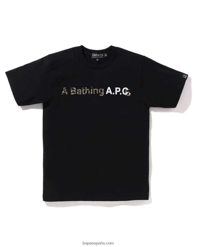 mujer A Bathing Ape x a.p.c. una camiseta ancha 288PLL900 negro