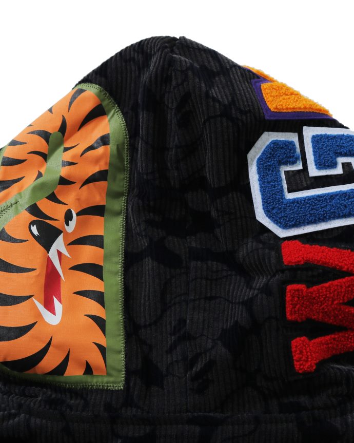 mujer A Bathing Ape chamarra con capucha y cremallera completa Shark de pana de camuflaje sólido 288PLL1025 Azul marino