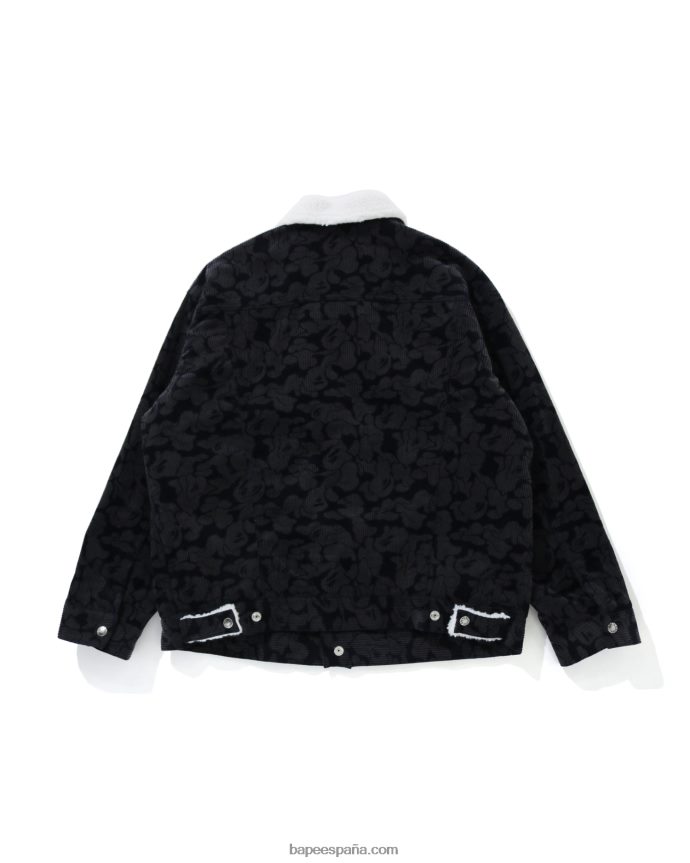 mujer A Bathing Ape chamarra extragrande boa de pana de camuflaje liso 288PLL1027 Azul marino