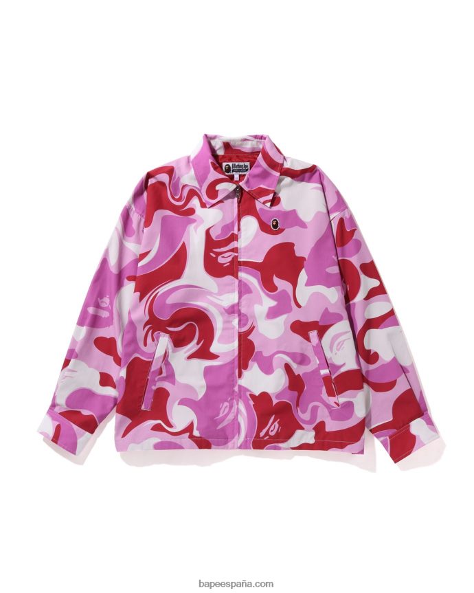 mujer A Bathing Ape chamarra extragrande con cremallera de camuflaje 288PLL1022 rosa