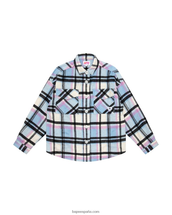 mujer A Bathing Ape camisa a cuadros 288PLL1024 azul