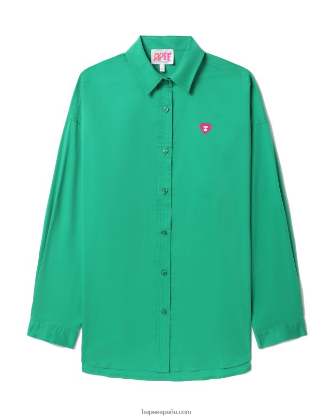mujer A Bathing Ape camisa de novio 288PLL833 Esmeralda