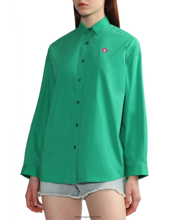 mujer A Bathing Ape camisa de novio 288PLL833 Esmeralda