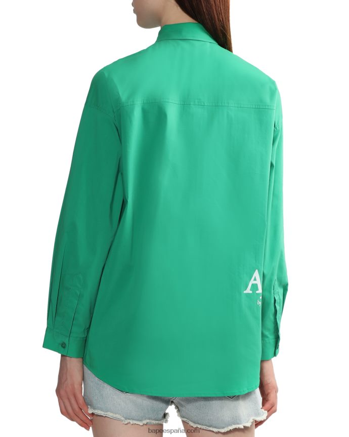mujer A Bathing Ape camisa de novio 288PLL833 Esmeralda