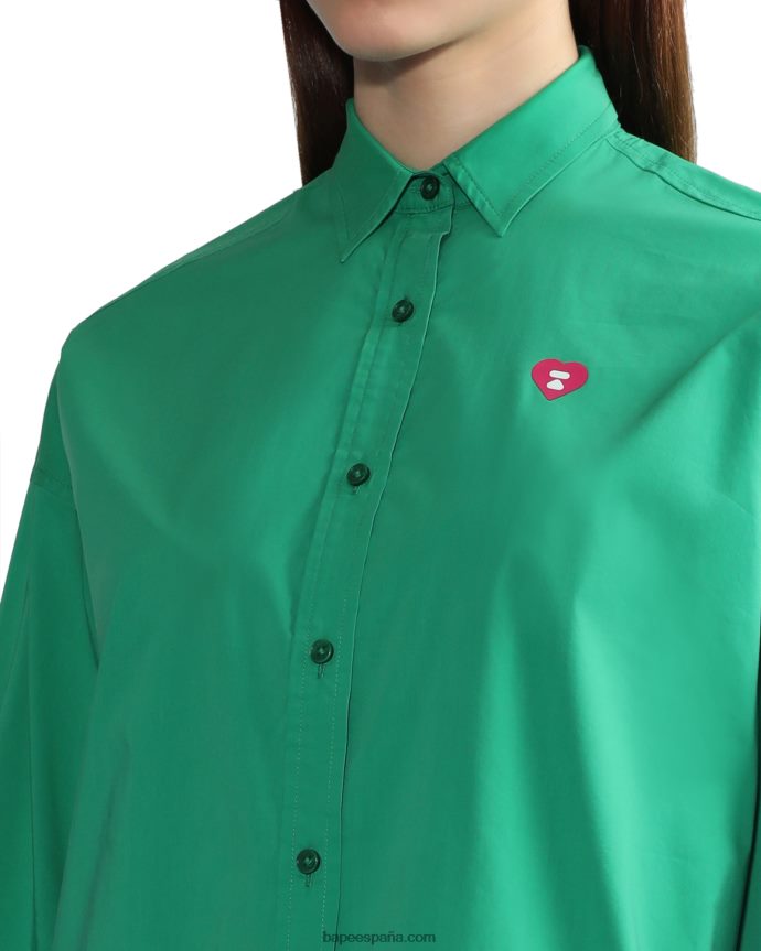 mujer A Bathing Ape camisa de novio 288PLL833 Esmeralda