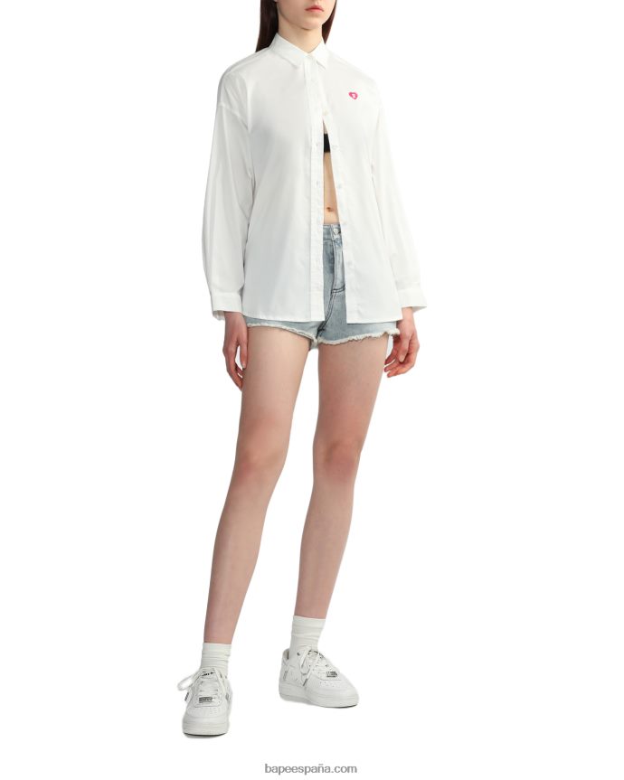 mujer A Bathing Ape camisa de novio 288PLL834 blanco