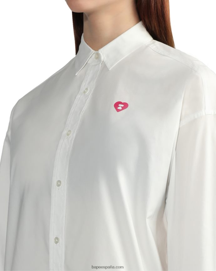 mujer A Bathing Ape camisa de novio 288PLL834 blanco