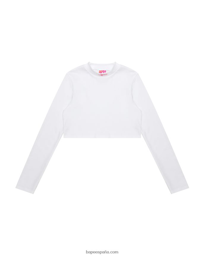 mujer A Bathing Ape top corto con cuello alto 288PLL1050 blanco
