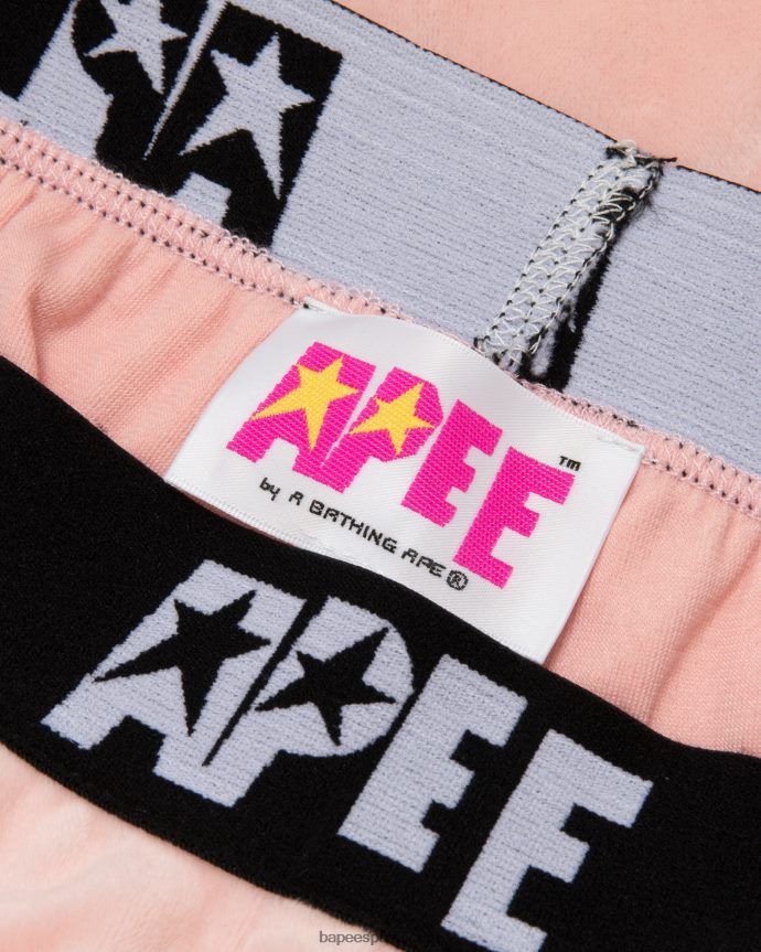 mujer A Bathing Ape joggers de terciopelo 288PLL1042 rosa