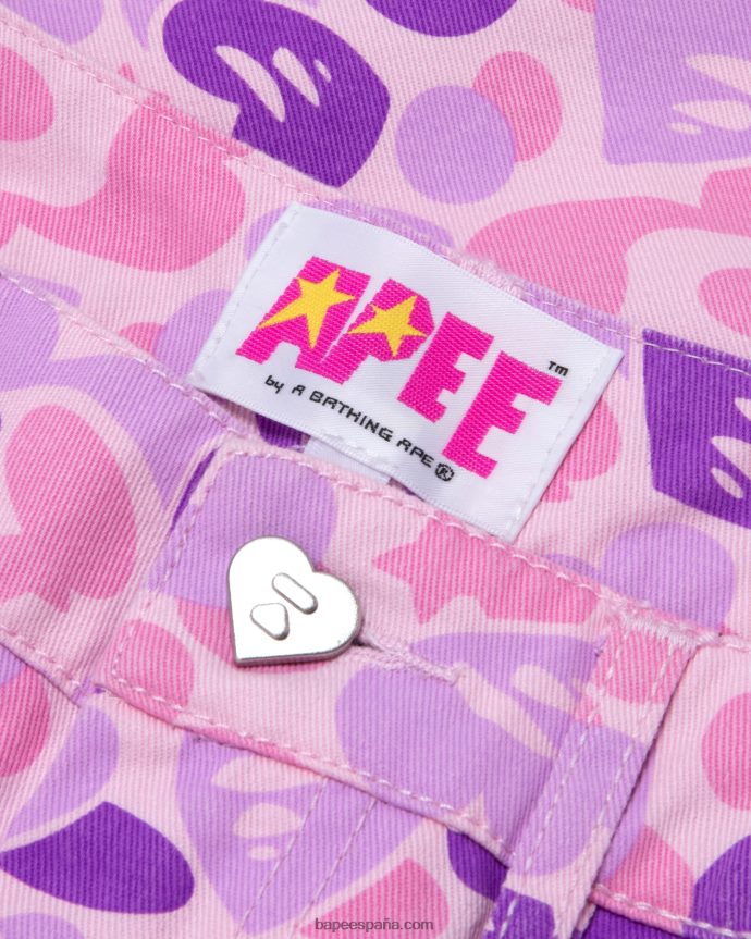 mujer A Bathing Ape pantalones cargo estampados 288PLL950 Violeta