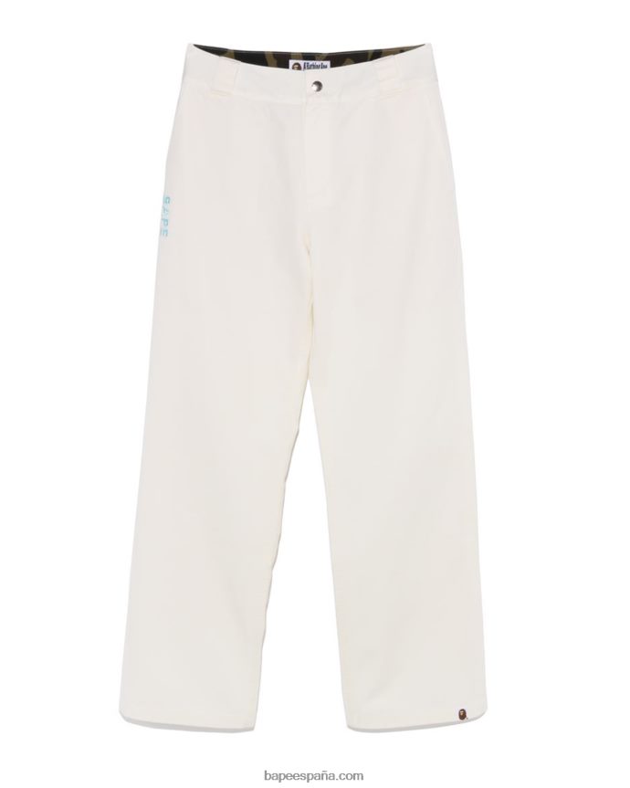 mujer A Bathing Ape pantalones chinos de trabajo 288PLL885 blanco