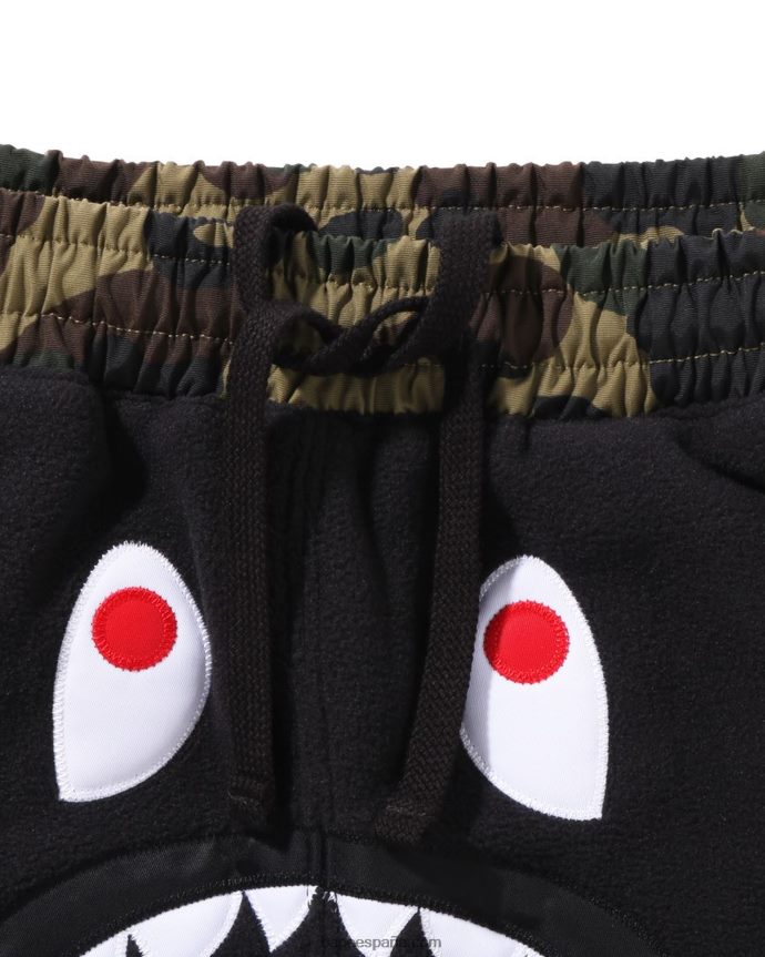 mujer A Bathing Ape pantalones tiburon x polartec 1st camo 288PLL895 negro