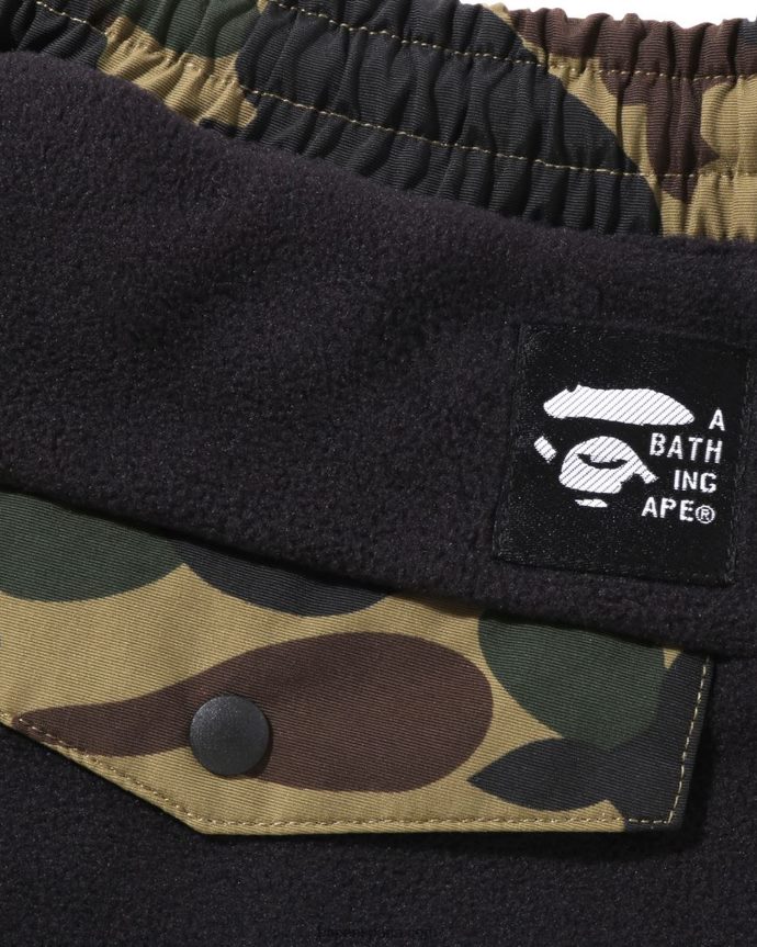 mujer A Bathing Ape pantalones tiburon x polartec 1st camo 288PLL895 negro