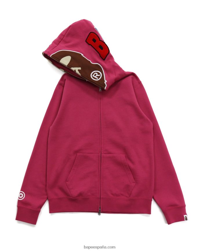 mujer A Bathing Ape 2nd sudadera con cremallera completa 288PLL1037 rosa carmín