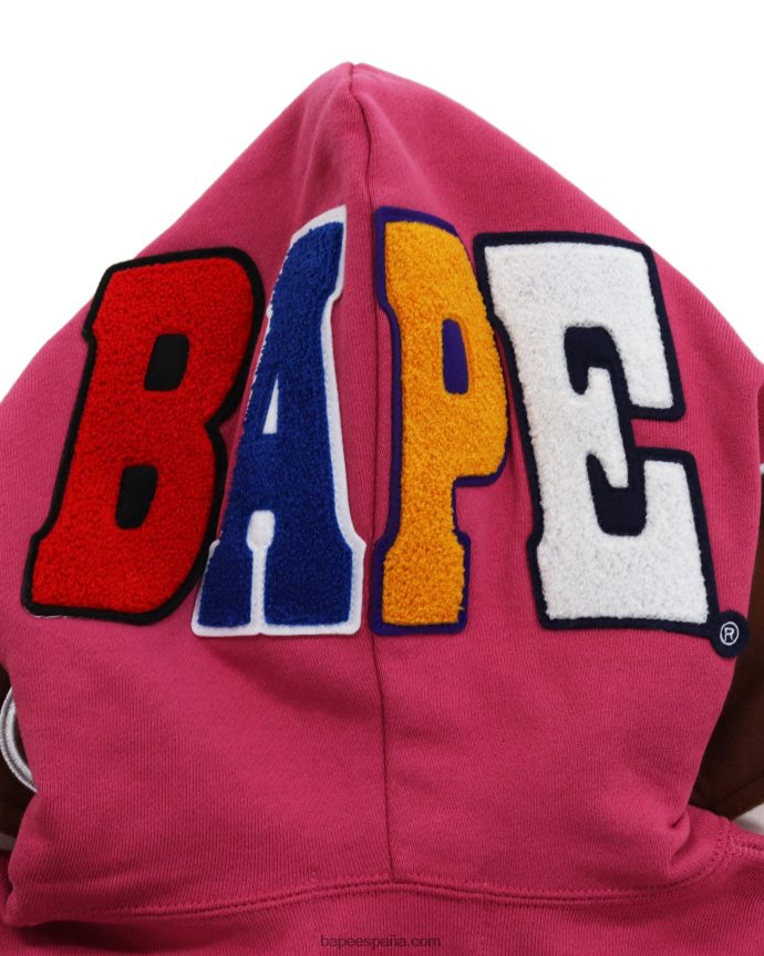 mujer A Bathing Ape 2nd sudadera con cremallera completa 288PLL1037 rosa carmín