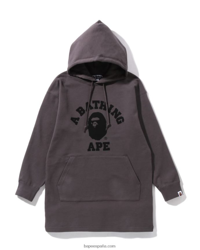 mujer A Bathing Ape cabeza de un punto con capucha de una pieza 288PLL976 gris oscuro