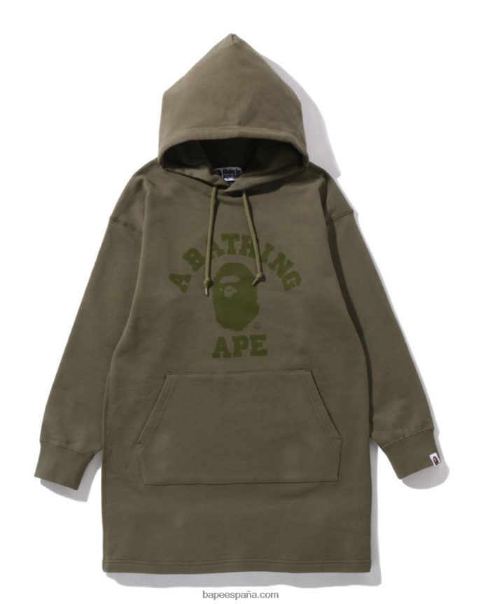 mujer A Bathing Ape cabeza de un punto con capucha de una pieza 288PLL977 verde claro