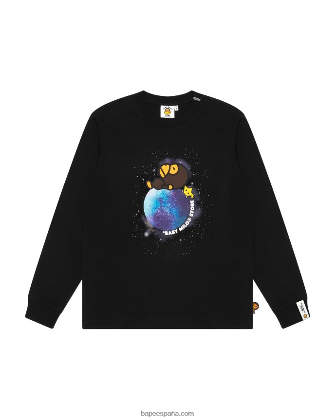 mujer A Bathing Ape camiseta de manga larga con gráfico de milo bebé 288PLL913 negro